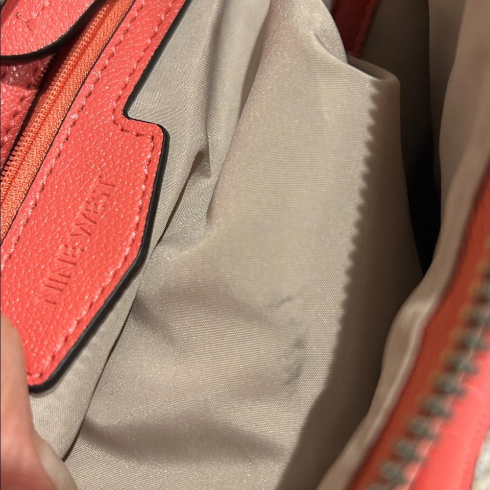 Nine West Vibrant Coral Satchel/ Crossbody Bag detachable adjustable strap - Picture 9 of 11